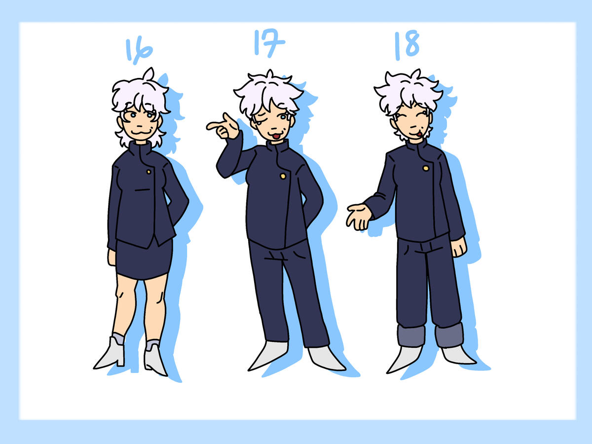 satoru as depicted in his high school years.